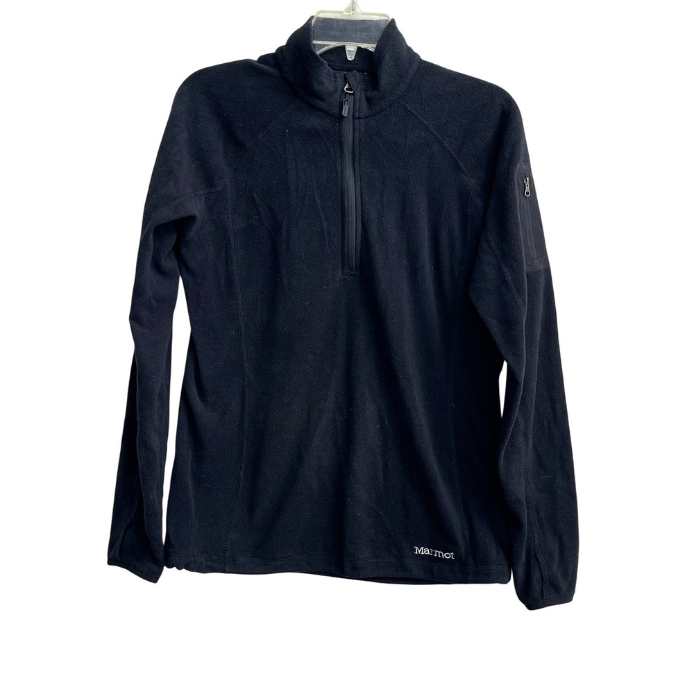 Marmot Polartec Fleece‎ Quarter Zip Pullover Black Women's Medium Sleeve Pocket